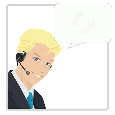 Hotliner - An illustration of man working with a headset のイラスト素材