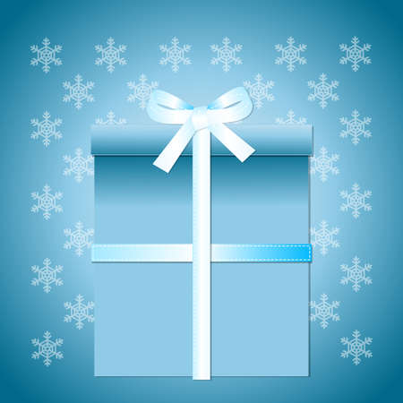 Gift and snowflakes - An illustration of package for christmas gift with a background of snowflakesのイラスト素材
