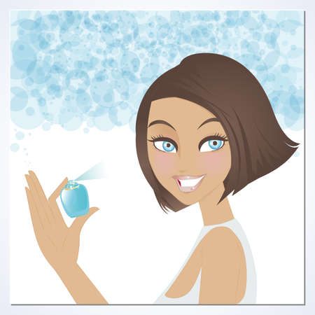 Beauty use perfume - An illustration of beautiful woman using perfume  のイラスト素材