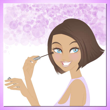 Beauty applying mascara - An illustration of beautiful woman applying mascaraのイラスト素材