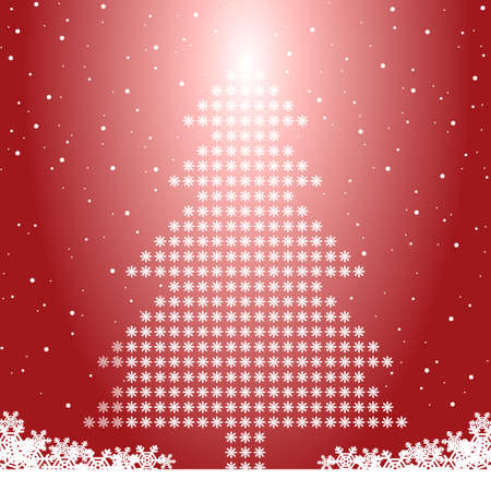 Christmas tree with snowflakes - An illlustration of christmas tree in snowflakes with red backgroundのイラスト素材