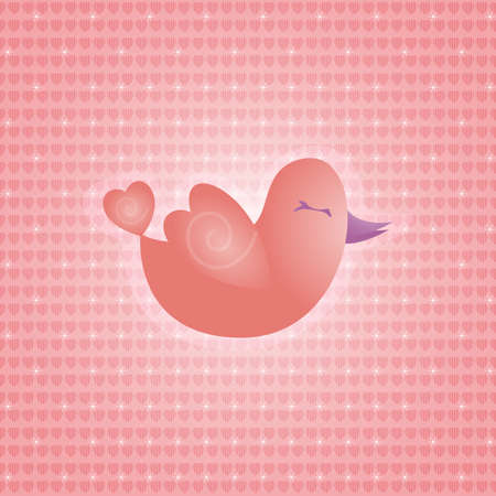 Messenger of love - An illustration of a pink little bird, messenger of loveのイラスト素材
