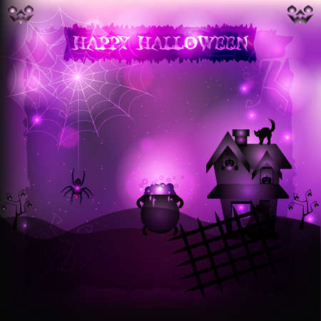 Witchcraft halloween - An illustration of a mysterious spot the lair of a witch in a supernatural light backgroundのイラスト素材