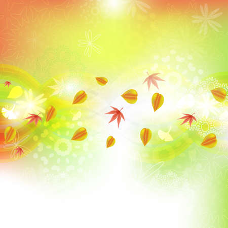 Autumn Background - An illustration of colorful falling leaves in autumnのイラスト素材