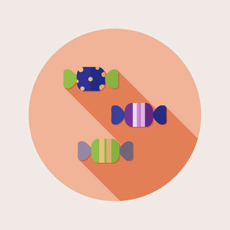 Flat sweets design icon with long shadow - An illustration of sweets for Halloween icon flat design styleのイラスト素材