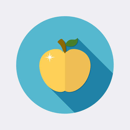 Flat design apple icon with long shadowのイラスト素材