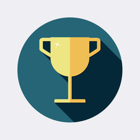 Flat design award gold trophy cup icon with long shadowのイラスト素材