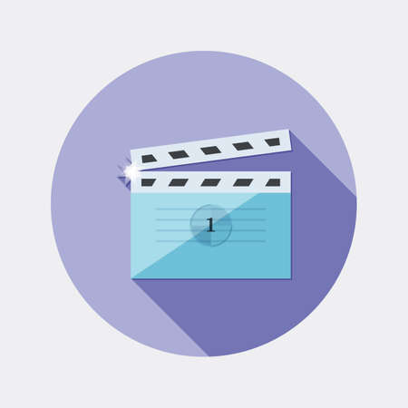 Flat design cinema clap icon with long shadowのイラスト素材