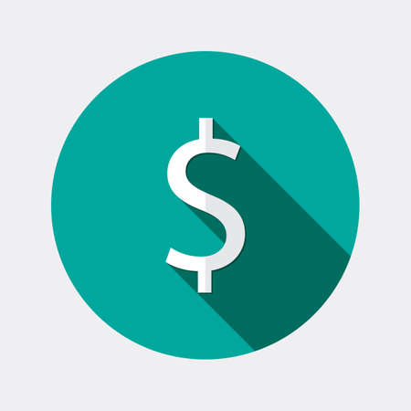Flat design dollar money icon with long shadowのイラスト素材