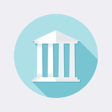 Flat financial building design icon with long shadowのイラスト素材