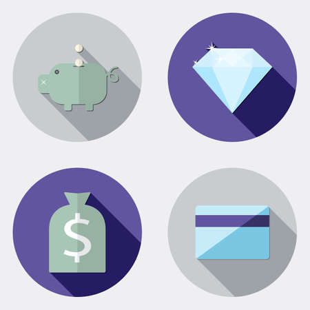 Flat design business icons with long shadowのイラスト素材