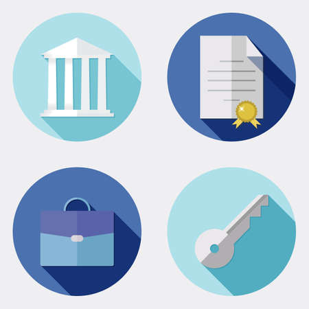 Flat business design icons with long shadowのイラスト素材