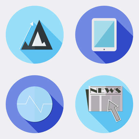 Flat business design icons with long shadowのイラスト素材