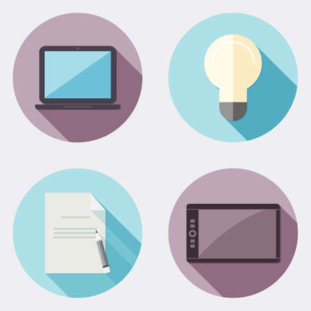 Flat design creativity icons with long shadowのイラスト素材