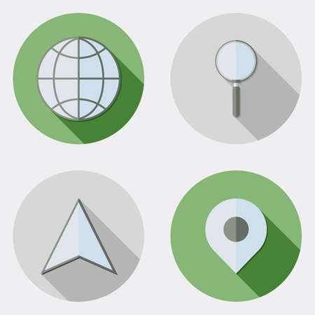 Flat traveling design icons with long shadowのイラスト素材