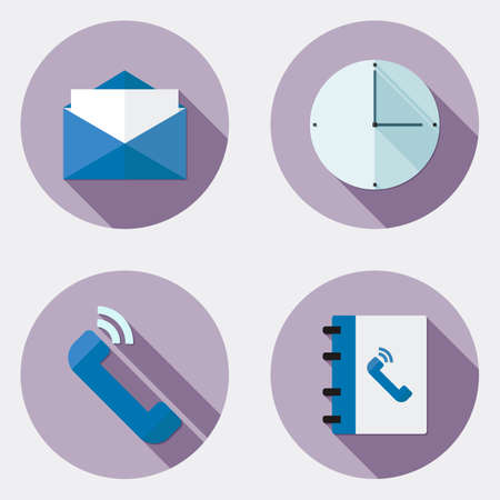 Flat design office icons with long shadowのイラスト素材