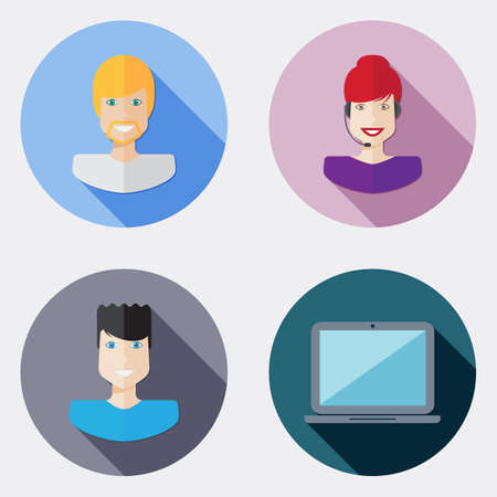 Flat design office icons with long shadowのイラスト素材