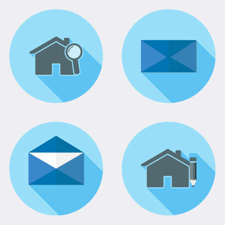 Flat user interface design icons with long shadow のイラスト素材