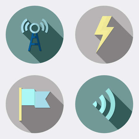 Flat user interface design icons with long shadow のイラスト素材