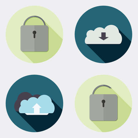 Flat user interface design icons with long shadowのイラスト素材