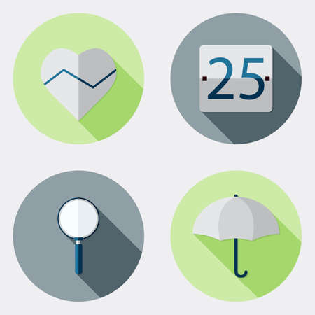 Flat user interface design icons with long shadowのイラスト素材