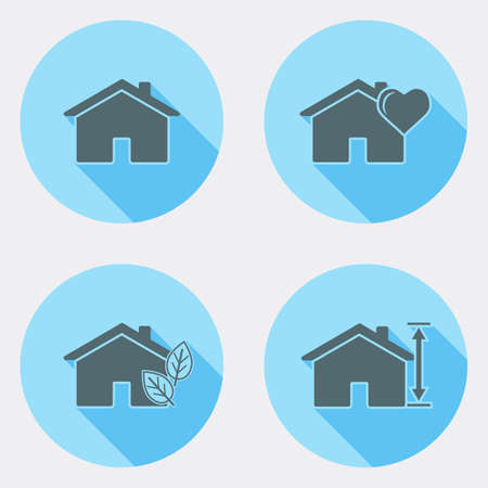 Flat user interface design icons with long shadow のイラスト素材