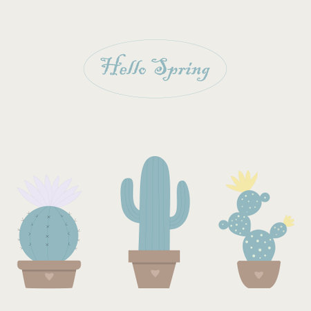 Cactus pots to celebrate springのイラスト素材