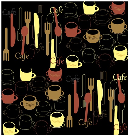 Cafe inspired utensils and cupsのイラスト素材