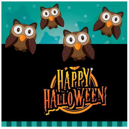 Halloween invitation card layout series -night owlのイラスト素材