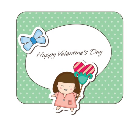 Lovey couple frames -girl holding flowerのイラスト素材