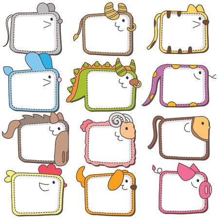 Chinese zodiac animal frames のイラスト素材