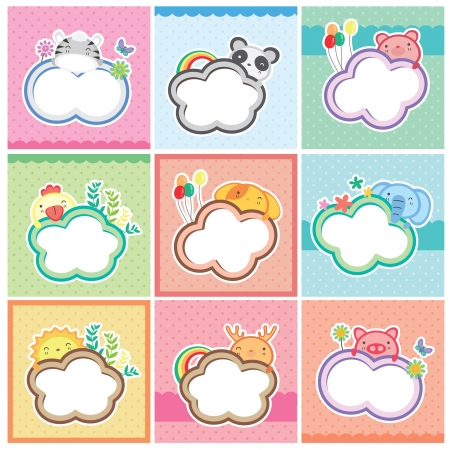 cute animal cards collectionのイラスト素材