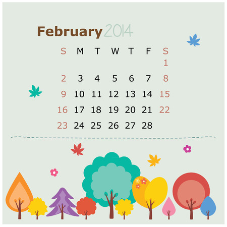 floral calendar 2014  february のイラスト素材