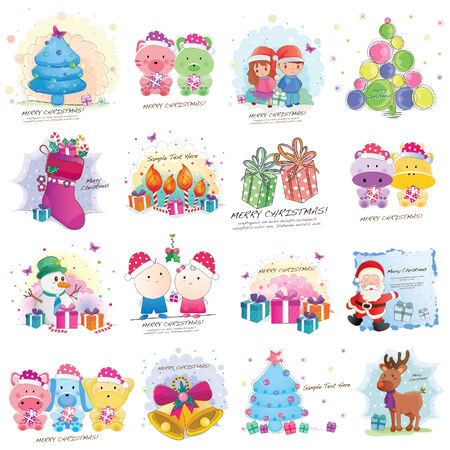 Christmas cards element and layout big collectionのイラスト素材