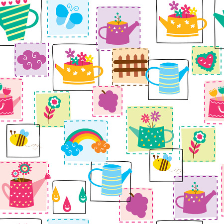 flower pot seamless wallpaper designのイラスト素材