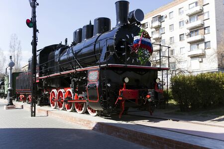 VOLGOGRAD, RUSSIA - August 04, 2015: Memorial Troop train world war II. Installed the Museum-panorama the battle of Stalingrad, Volgograd, Russiaのeditorial素材