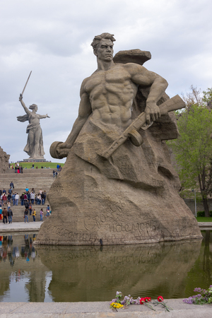 VOLGOGRAD, RUSSIA - May 09, 2015: the Monument is dedicated to soldiers of the great Patriotic war, installed Mamayev Kurgan, Central district, Volgograd, Russiaのeditorial素材