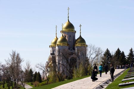VOLGOGRAD, RUSSIA - April 26, 2015: Church of all saints. Volgograd. Installed Mamaev Kurgan, the Museum-preserve the battle of Stalingrad, Volgograd, Russiaのeditorial素材