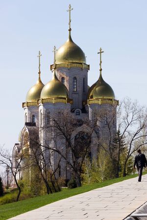 VOLGOGRAD, RUSSIA - April 26, 2015: Church of all saints. Volgograd. Installed Mamaev Kurgan, the Museum-preserve the battle of Stalingrad, Volgograd, Russiaのeditorial素材