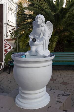 SOCHI, RUSSIA - November 06, 2015: A statue the Angel with a jug is established to Mikhaylo Archangel's Cathedral. Sochi, Russiaのeditorial素材