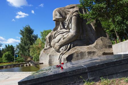 VOLGOGRAD, RUSSIA - July 12, 2015: the Monument to the grieving mother of murdered son-a soldier in the war. Installed Museum-reserve Stalingrad battle. Volgograd, Russiaのeditorial素材