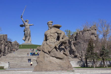 VOLGOGRAD, RUSSIA - April 26, 2015: the Monument is dedicated to soldiers of the great Patriotic war, installed Mamayev Kurgan, Central district, Volgograd, Russiaのeditorial素材