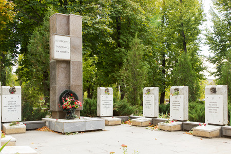 VOLGOGRAD, RUSSIA - October 11, 2015: Dead soldiers-internationalists in Afghanistan. Installed the Park Gagarin, Volgograd, Russiaのeditorial素材