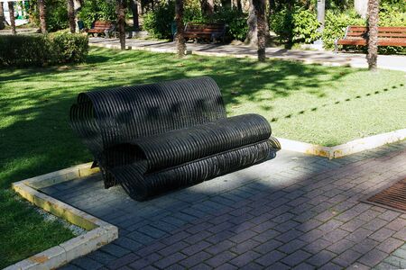 SOCHI, RUSSIA - November 05, 2015: a Landmark in the Park Riviera, the Lovers bench. Sochi, Russiaのeditorial素材