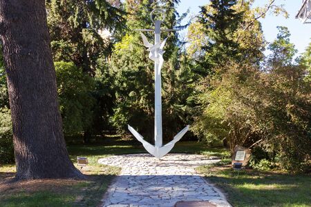 SOCHI, RUSSIA - November 05, 2015: The sculpture of the seagulls flying near an anchor is established in park Riviera. Sochi, Russiaのeditorial素材