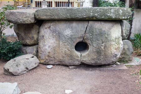 SOCHI, RUSSIA - November 07, 2015: The old Ancient Dolmen established in the territory of the museum of History. Sochi, Russiaのeditorial素材
