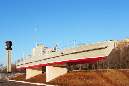 VOLGOGRAD, RUSSIA - April 02, 2017: The monument to the fighting armored boat of World War II, is established on the embankment of the city of Volgogradのeditorial素材