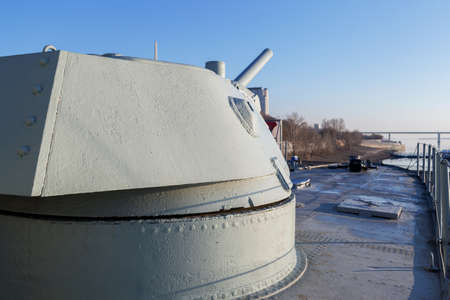 VOLGOGRAD, RUSSIA - April 02, 2017: The monument to the fighting armored boat of World War II, is established on the embankment of the city of Volgogradのeditorial素材