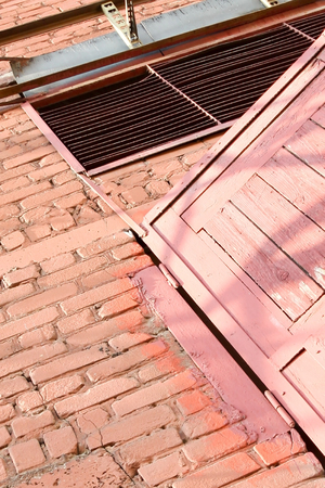 VOLGOGRAD, RUSSIA - September 10, 2017: Metal entrance doors to the placement to the building of electric transformer substation a view from outsideのeditorial素材