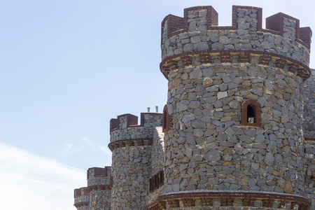 TAGANROG, RUSSIA - June 22, 2017: Huge fortress from a gray stone near archaeological muzy Tanais outside in the summerのeditorial素材